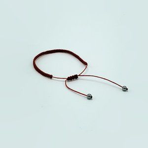 Red Macrame with metallic beads